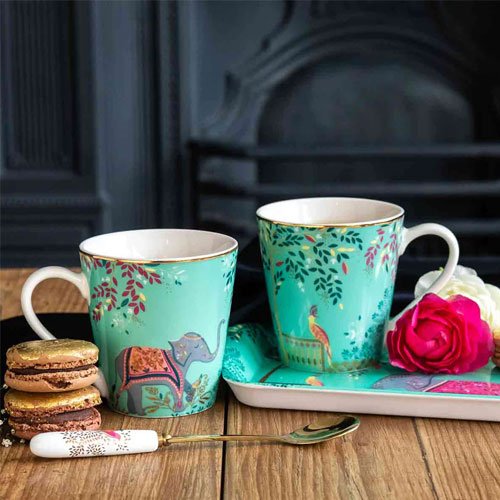 Sara Miller India Mug & Tray Set 